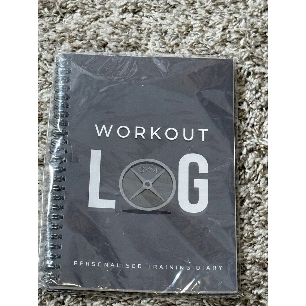 Workout Log Gym Personalised Training Diary Charcoal Gray Spiral Notebook New